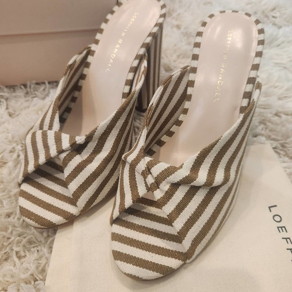 NIB Loeffler Randall Laurel Heeled Sandal in Striped Canvas Size 7.5 - Picture 4 of 11